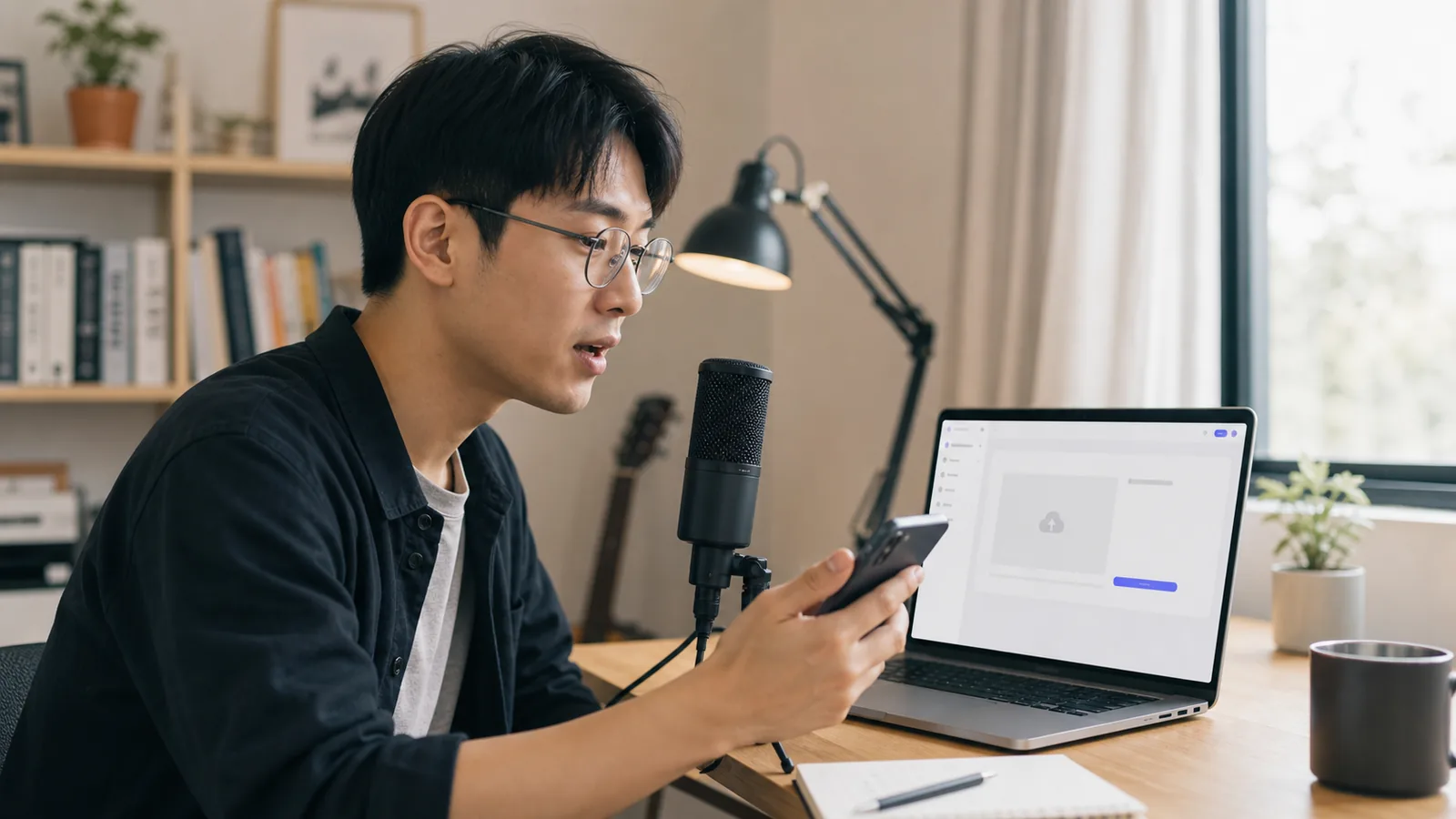 创作者录制参考音频，准备用 VoxCPM2 在线克隆自己的声音